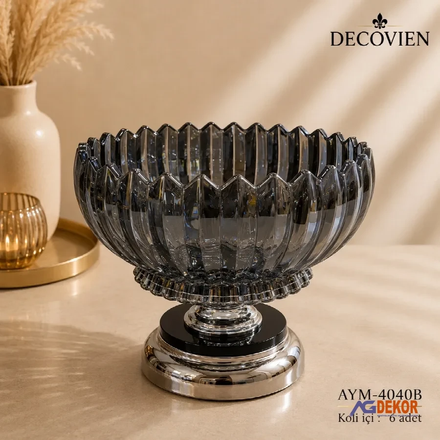 Metal ayaklı cam gondol (gümüş)