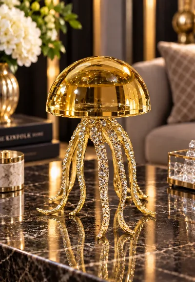 Metal gold ayaklı cam ahtapot (sarı)