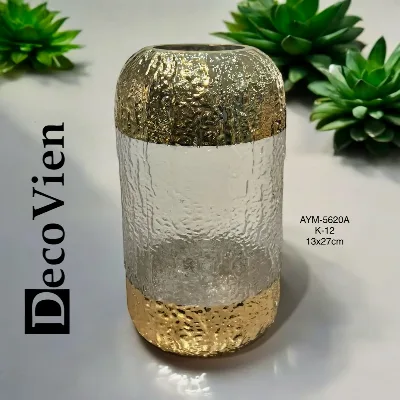Orta boy dekoratif cam vazo (altın)