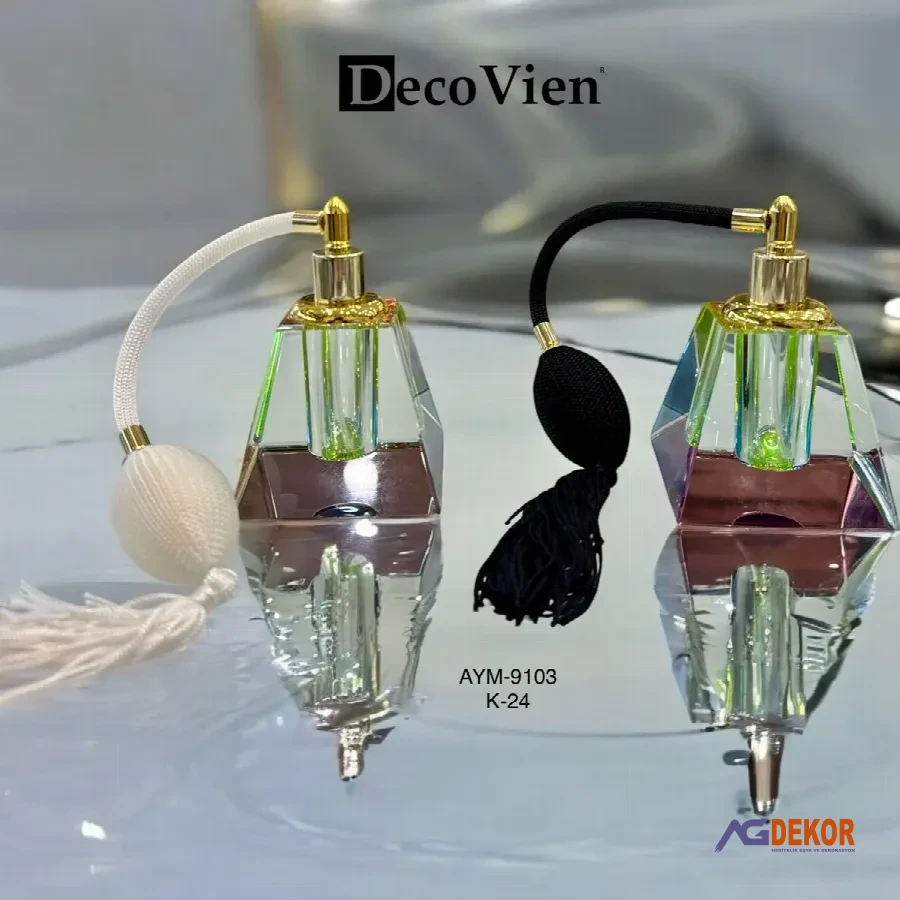 Pompalı kristal parfüm şişesi