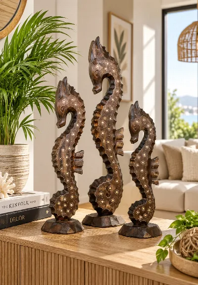 Renkli deniz atı 3lü 50cm set