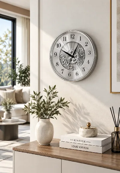 Duvar saati 35 cm (gümüş)