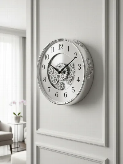 Duvar saati 35 cm (gümüş)