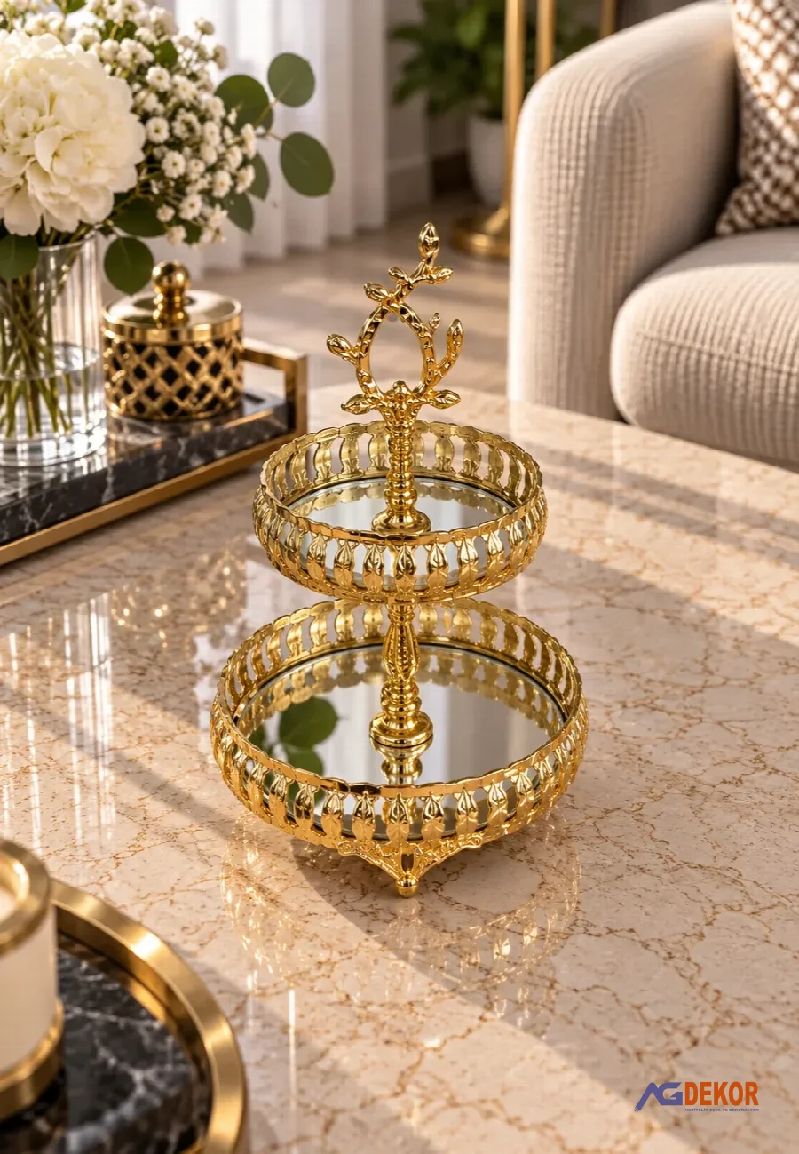 Sultan 2 katlı mini sunumluk (altın)
