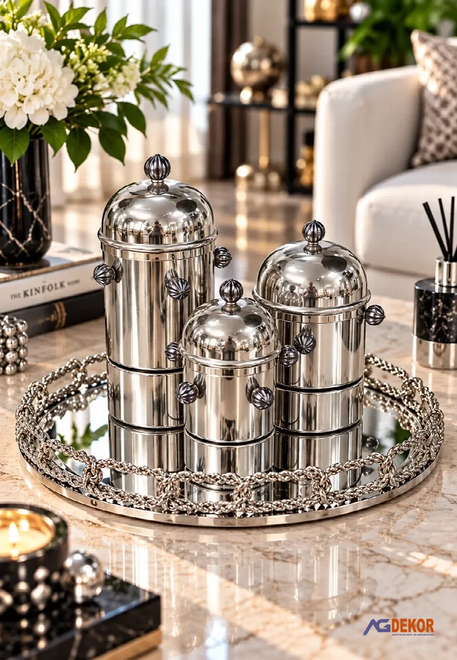3 lü noktalı kutu (gümüş)