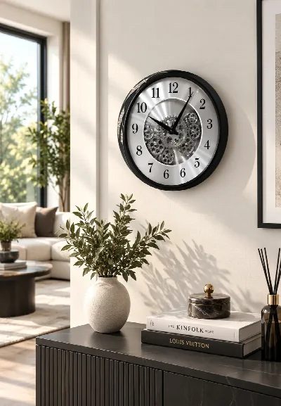 Duvar saati 35 cm (siyah/gümüş)