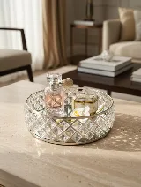 30cm kristal taşlı tepsi (altın) — görsel 1