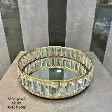 30cm kristal taşlı yuvarlak tepsi (gümüş) — görsel 1