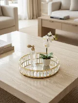 30cm kristal taşlı yuvarlak tepsi (gümüş) — görsel 2