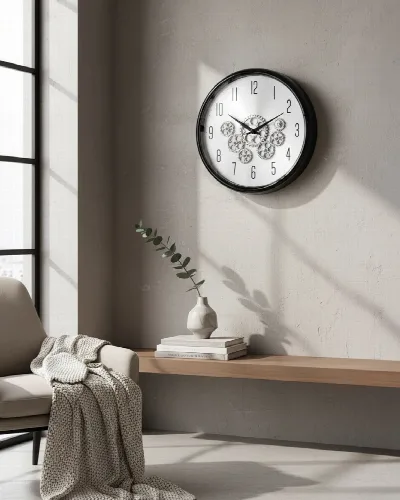 35cm black-silver duvar saati