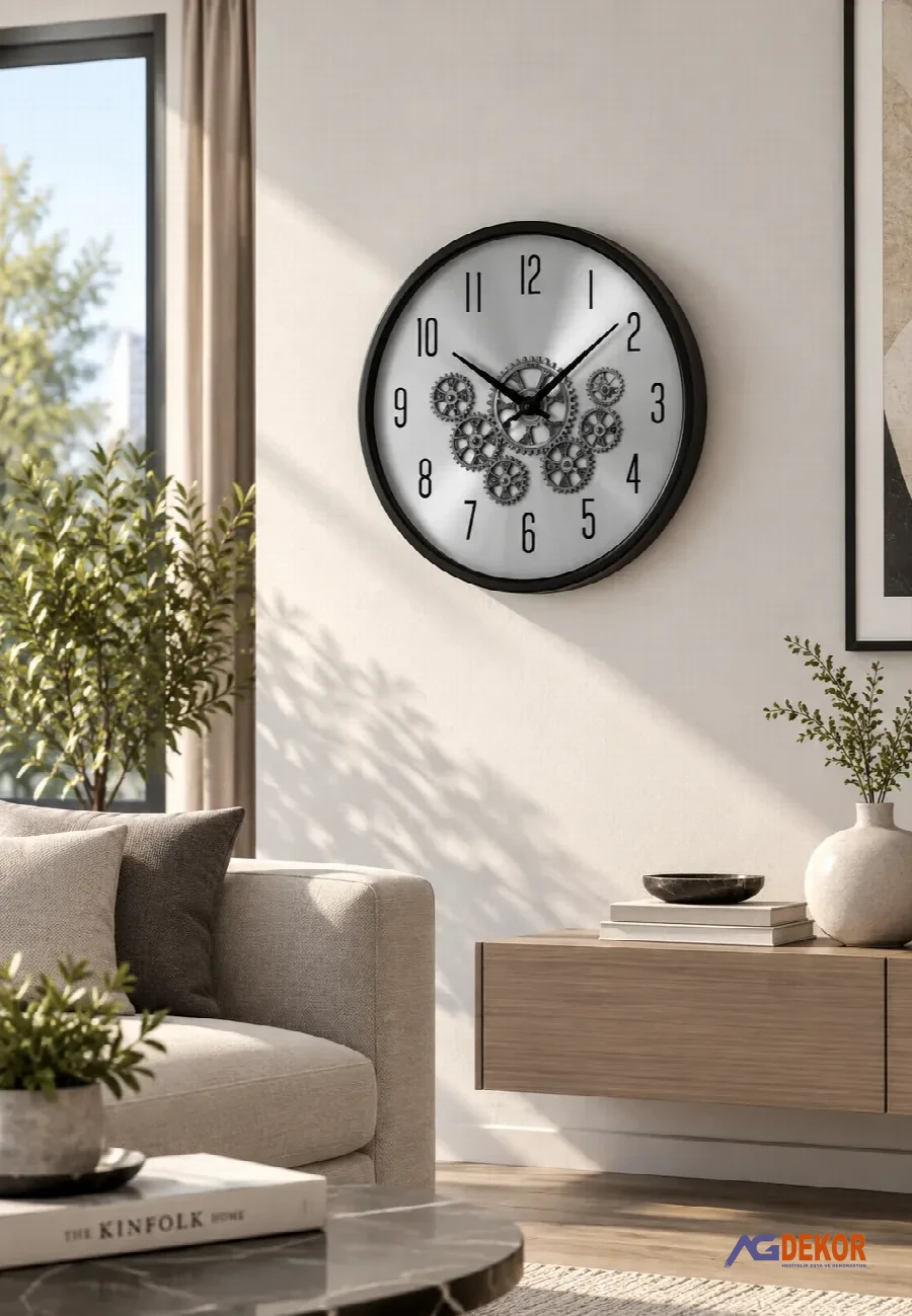 35cm black-silver duvar saati