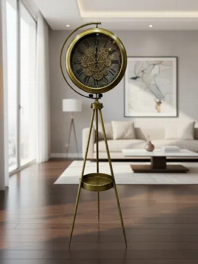 Tripod ayaklı çarklı saat (altın)