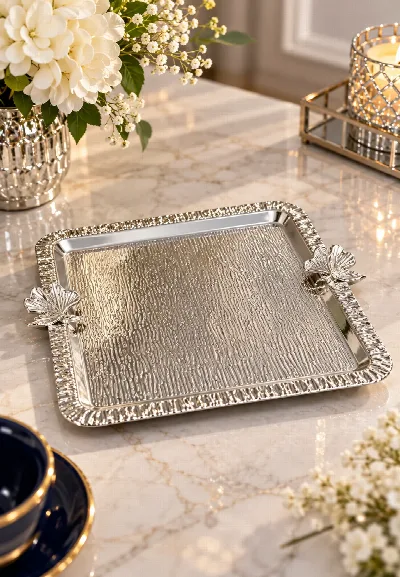 Yağmur desen kelebekli (gümüş)
