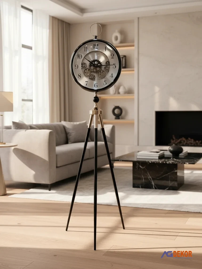 Tripod ayaklı saat (siyah)