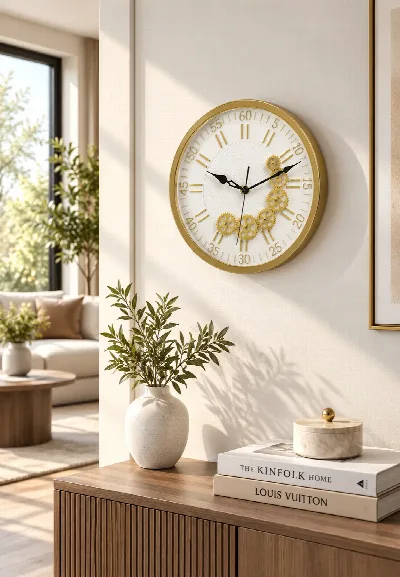 Duvar saati 35 cm (altın/beyaz)