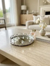 Kristal taşlı aynalı ithal tepsi (gümüş) — görsel 1