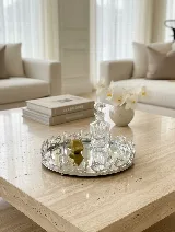 Kristal taşlı aynalı ithal tepsi (gümüş) — görsel 2