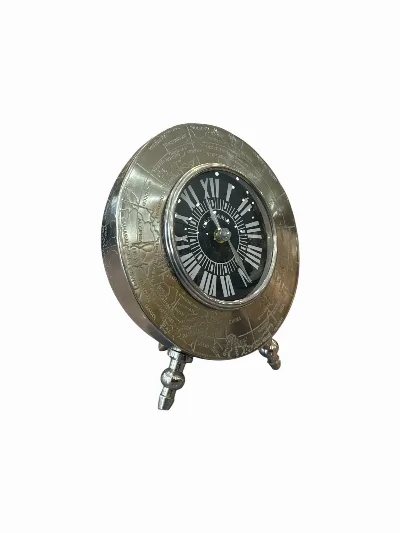 İthal metal masa saati (gümüş)