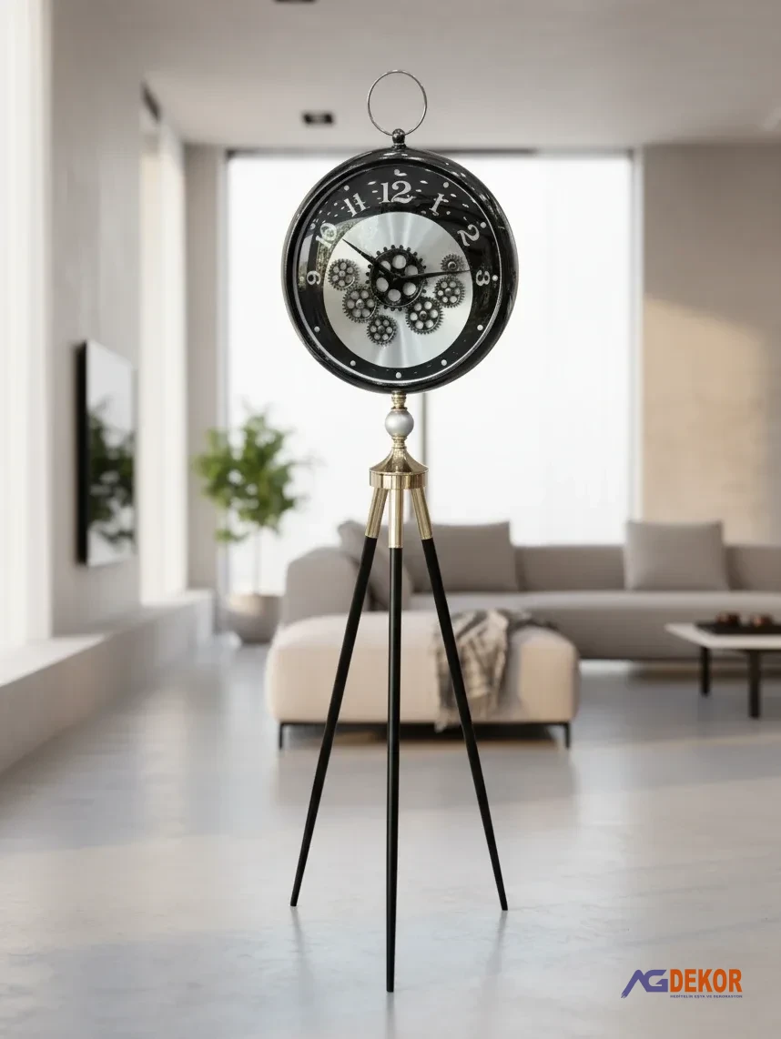 Tripod ayaklı saat (siyah)