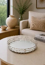 Venüs yuvarlak tepsi (gümüş) — görsel 1