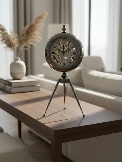 Tripod ayaklı çarklı saat (siyah)