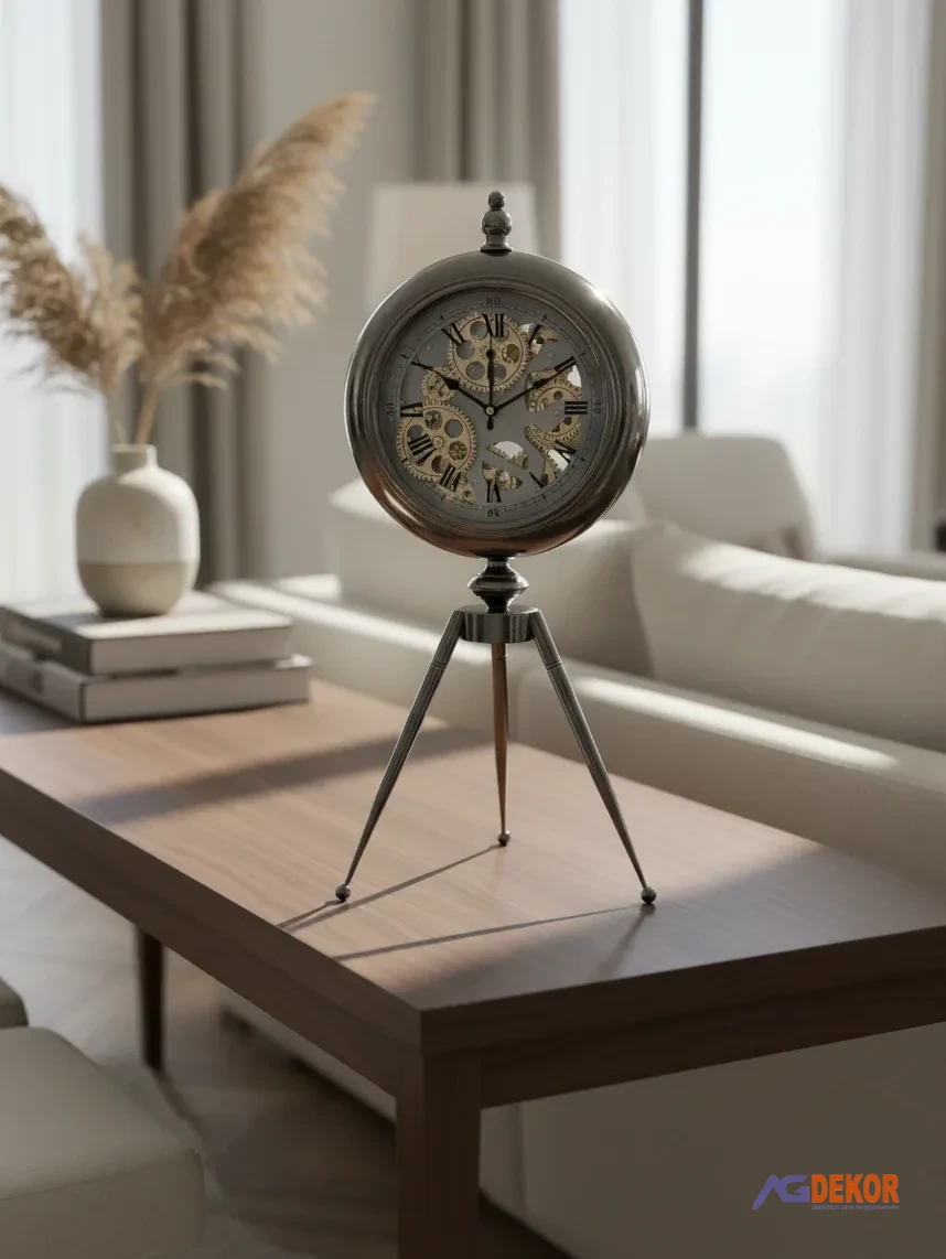 Tripod ayaklı çarklı saat (siyah)