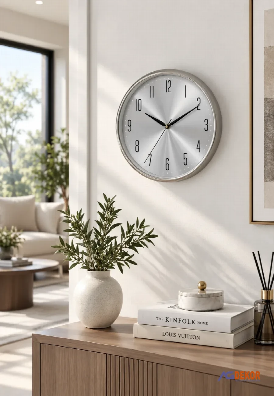 Duvar saati 35 cm (gümüş)