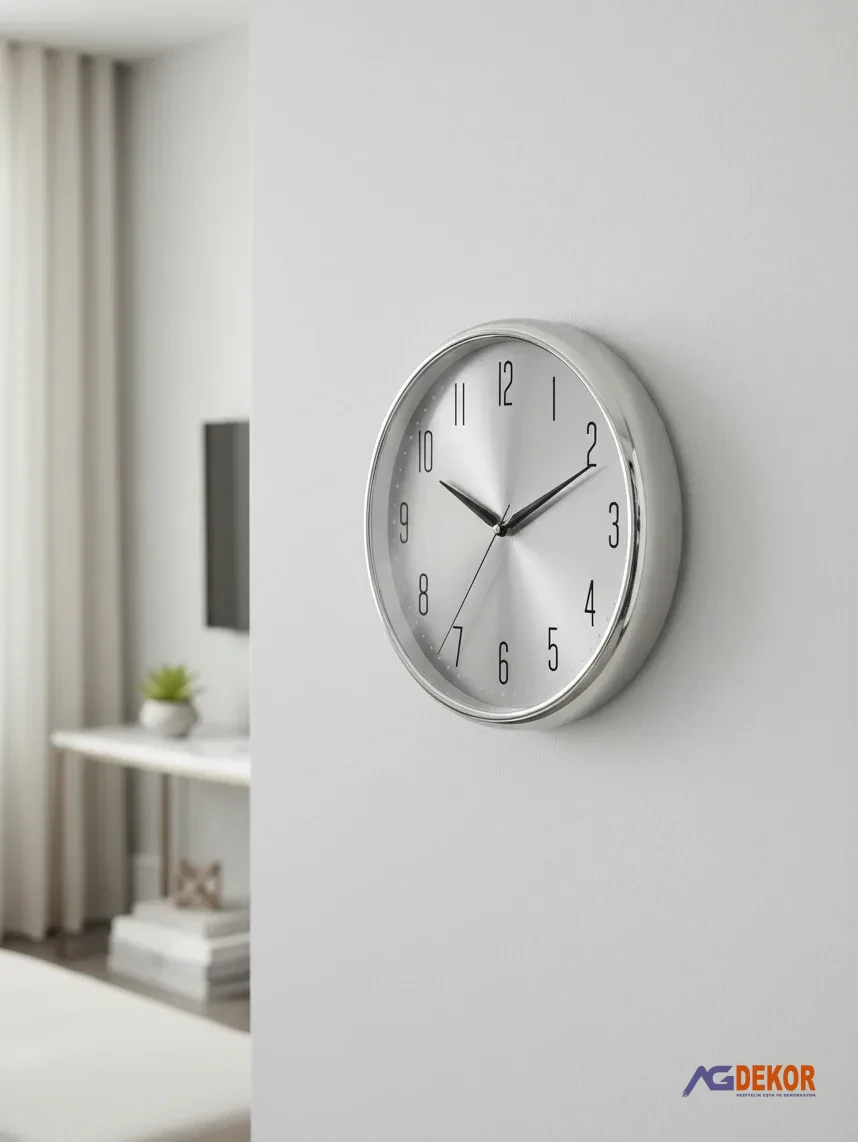 Duvar saati 35 cm (gümüş)