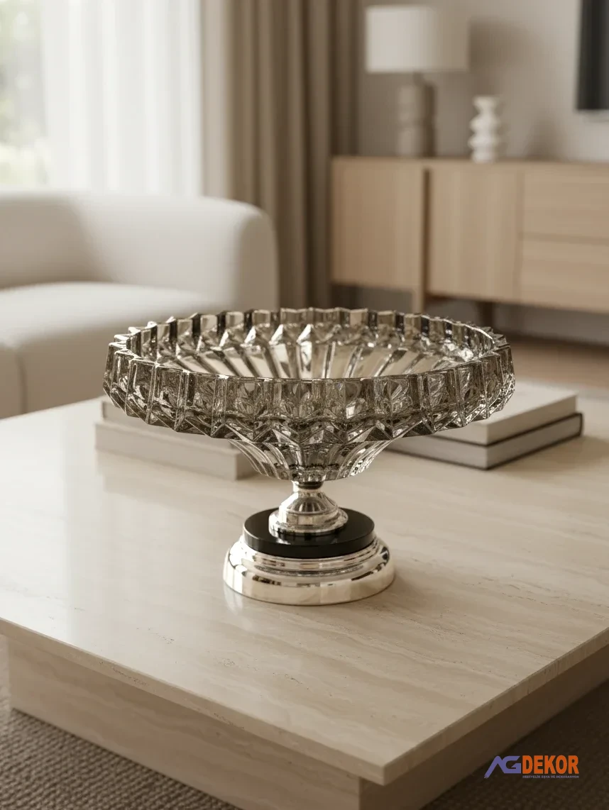 Metal ayaklı ithal kristal gondol (gümüş)
