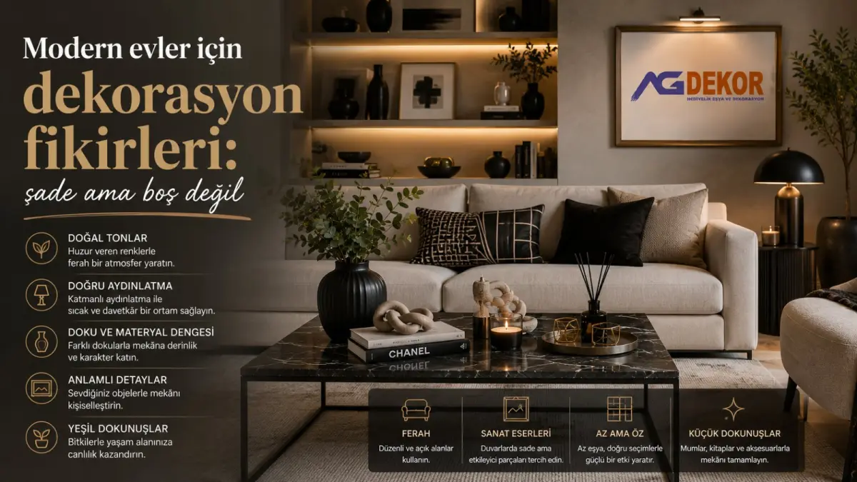 Modern evler için dekorasyon fikirleri: sade ama boş değil