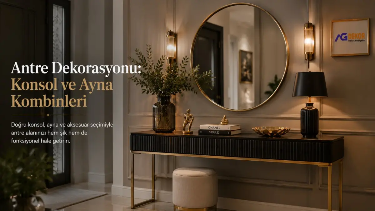 Antre dekorasyonu: konsol ve ayna kombinleri