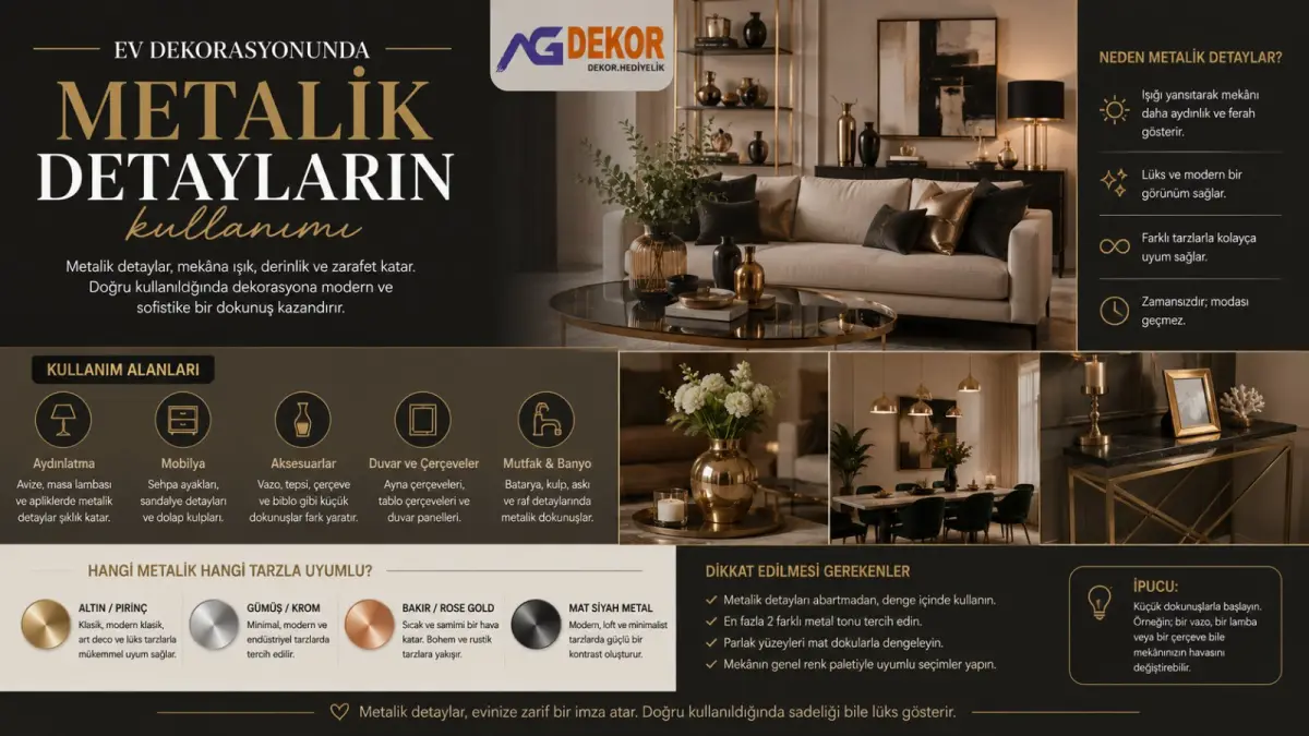 Ev dekorasyonunda metalik detayların kullanımı
